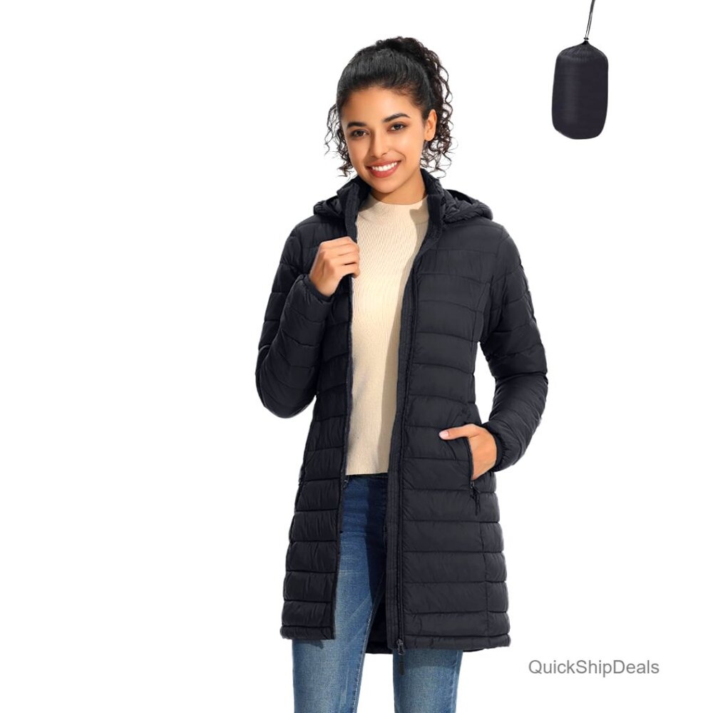 Lightweight Packable Puffer Coat with Detachable … - image 1